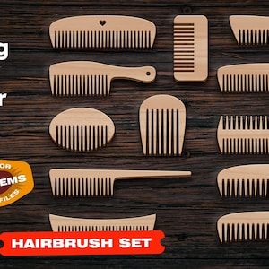 Hairbrush svg Laser cut files Woodworking Comb svg dxf Laser cut files Laser cut files Cnc router Lazer cut for Glowforge Woodworking plans