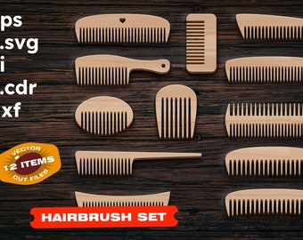 Hairbrush SVG Laser Cut Files, Comb Woodworking Plans (Digital Download)