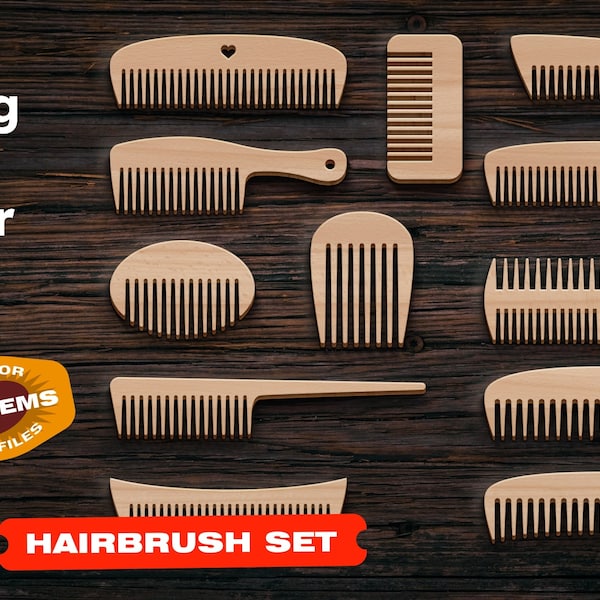 Hairbrush svg Laser cut files Woodworking Comb svg dxf Laser cut files Laser cut files Cnc router Lazer cut for Glowforge Woodworking plans