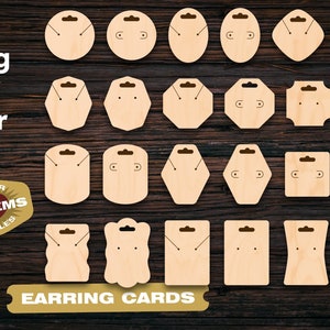 Puede incluir: Un conjunto de 24 tarjetas de exhibición para pendientes de diferentes formas y tamaños. Las tarjetas están hechas de madera y tienen un acabado natural. Las tarjetas están diseñadas para sujetar pendientes y son perfectas para exhibir pendientes en un entorno minorista.