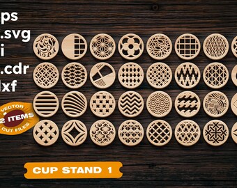 Coaster Holder SVG Laser Cut Files, 32 Designs (Digital Download)