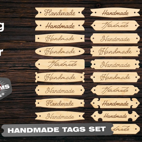 20 Handmade tags set SVG files Laser cut files label cut file laser cutting dxf file Cnc files for wood Cricut files