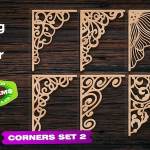 Corner set 2 svg CNC files for wood Laser cut files Curtain Frame Laser cut files Laser cut files Laser cut files Window corner swirl