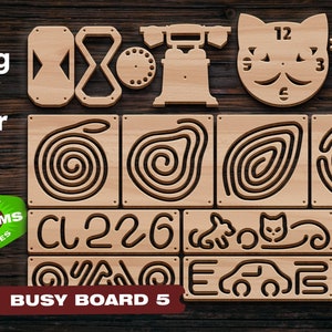 Busy board details SVG Busy board elements Laser cut files CNC file Glowforge Laser cut files toy svg Cnc files for wood Unique design