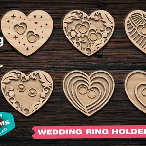 結婚指輪ホルダー svg ハート 結婚指輪ホルダー svg ファイル レーザーカットファイル ビッグセット バッグ作り DXF レーザーカットファイル 木工プラン