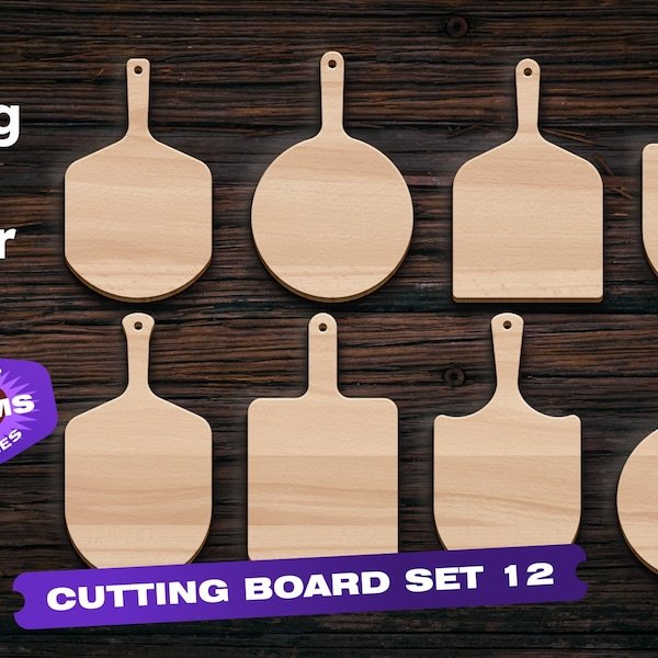Pizza peel svg Cuting board set svg 12 dxf Laser cut files Dxf files for Cnc files for wood Vector cut files Kitchen set dxf