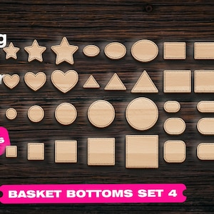 Mandbodem set SVG 4 Ronde houten mandbodems CNC Lasergesneden bestanden Dxf-bestanden voor Cnc-bestanden voor hout Vector gesneden bestanden