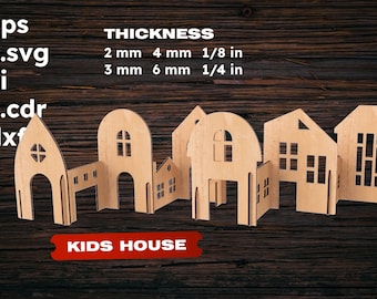 Children's house toy kit Woodworking plans Kid house game Laser cut files CNC file Glowforge Laser cut files toy svg Cnc files for wood