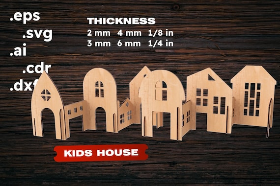 Children's house toy kit Woodworking plans Kid house game Laser cut files CNC file Glowforge Laser cut files toy svg Cnc files for wood