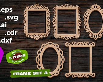 Photo Frame set 3 svg CNC files for wood Laser cut files cnc wood working laser cut vector plan svg files for cricut vector cutting plan