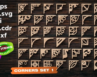 Corner set svg CNC files for wood Curtain Frame Laser cut files Laser cut files Laser cut files Woodworking plans Window corner swirl