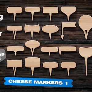 Marqueurs à fromage 1 set svg Fichiers découpés au laser Étiquettes de planche à fromage Fichiers découpés au laser Routeur CNC Coupe au laser pour les plans de travail du bois Glowforge