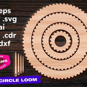Cercle métier à tisser ensemble SVG Laser coupe fichiers svg dxf vecteur coupe fichiers bois projet cnc bois travail laser coupe vecteur plan fichiers svg pour cricut