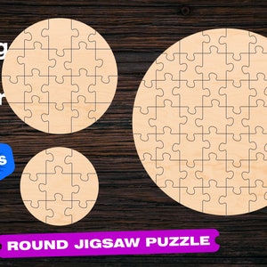 Round Jigsaw puzzle set svg Cnc router files svg Vector cutting Laser cut files Dxf files for wood Puzzle Templates Puzzles svg