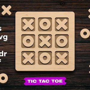 Tic Tac Toe svg Laser geschnitten Dateien Holzbearbeitung Pläne Laser geschnitten Dateien Holzbearbeitung Pläne Kinderspielzeug Dxf Lazer cut