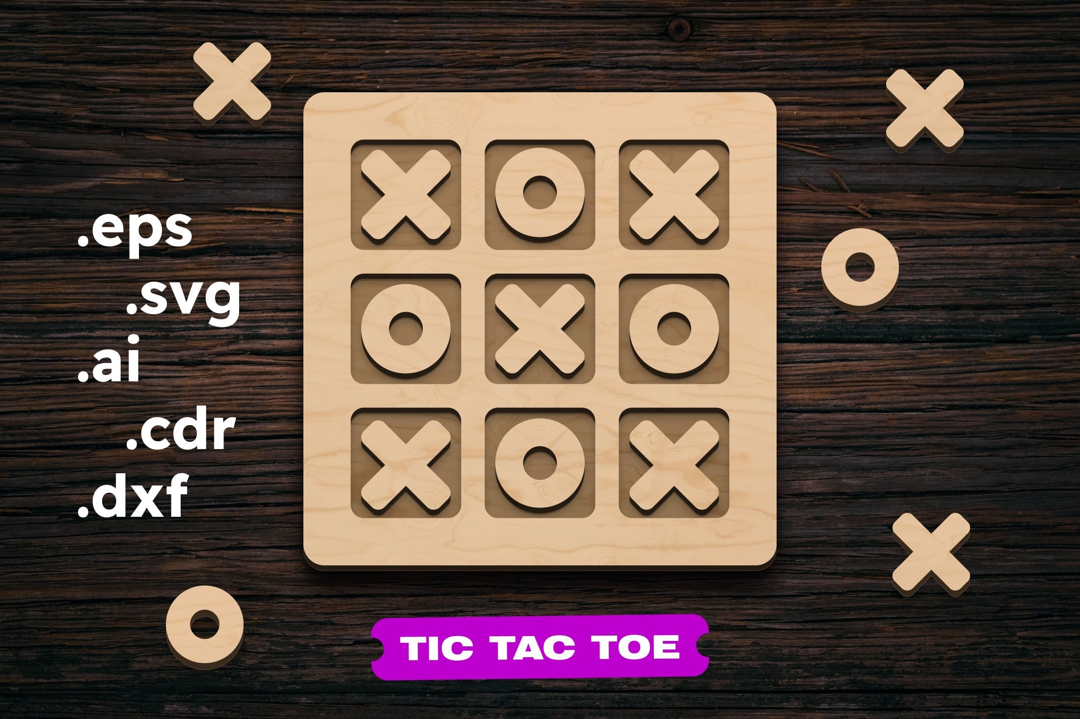 Tic Tac Toe SVG - Cricut Chipboard - Gameboard - Tic Tac Toe - DIY