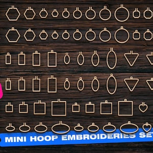 Mini hoop embroideries svg Laser cut files Necklace DIY set Embroidery frame stitching jewelry hoop for necklace or pendant oval jewelry svg