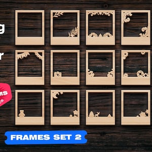 Conjunto de marcos de fotos svg Archivos de corte láser cnc trabajo en madera corte láser vector plan svg archivos para cricut vector corte plan ai proyecto de madera