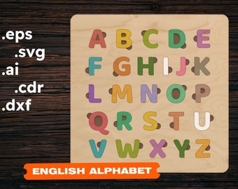 Alphabet Puzzle SVG, Laser Cut Files for Glowforge (Digital Download)