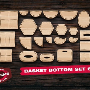 Korbboden-Set SVG 4 Runde Holzkorbböden CNC Laserschnittdateien Dxf-Dateien für Cnc-Dateien für Holz Vektorschnittdateien