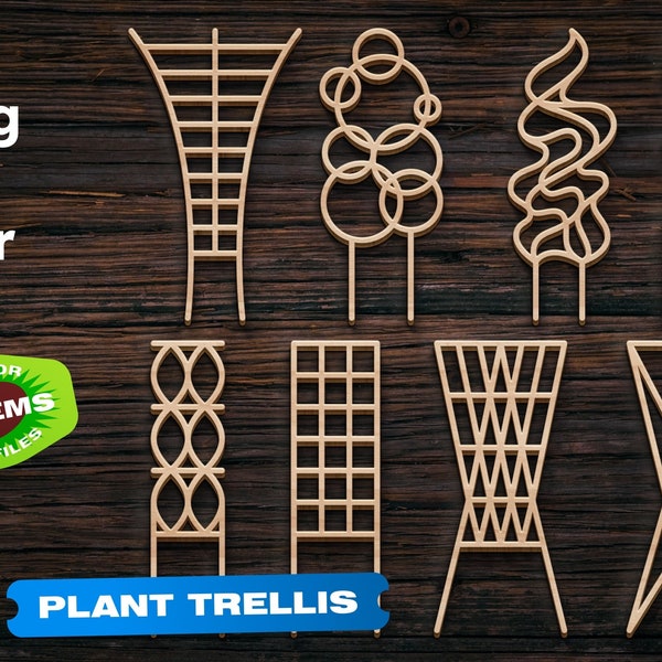 Plant trellis SVG Houseplant stakes svg file plant stakes Laser cut files Vegetable Cnc router Lazer cut for Glowforge Woodworking plans