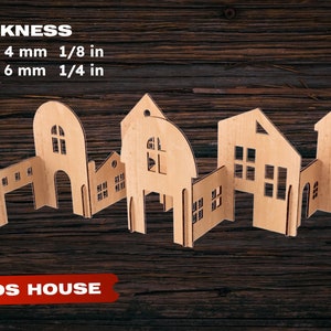 Kinderhuis speelgoed kit Houtbewerkingsplannen Kid huis spel Lasergesneden bestanden CNC-bestand Glowforge Lasergesneden bestanden speelgoed svg Cnc-bestanden voor hout afbeelding 3