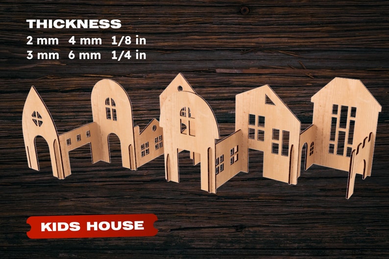 Kinderhuis speelgoed kit Houtbewerkingsplannen Kid huis spel Lasergesneden bestanden CNC-bestand Glowforge Lasergesneden bestanden speelgoed svg Cnc-bestanden voor hout afbeelding 3