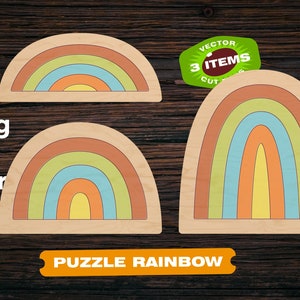 Puzzle rainbow svg Lazer cut files for Glowforge dxf Lazer cut for Glowforge puzzle Laser cut files Dxf files for Cnc Puzzle Templates