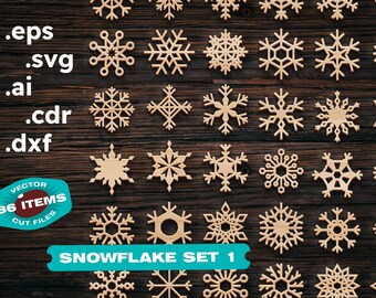 Snowflake SVG Bundle, 36 Winter Laser Cut Designs (Digital Download)