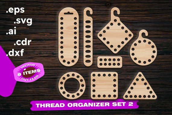 Laser Cut Bobbin Rack Sewing Thread Organizer SVG File Free Download 