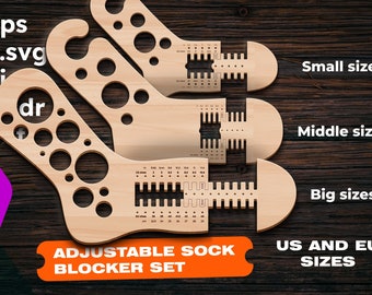 Adjustable sock blocker svg Sock blocker SVG Laser cut files Dxf files for Cnc files for wood Vector cut files Sockenblocker forms for child