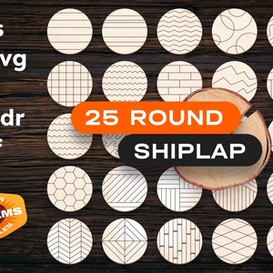 Glowforge 用シップラップ サイン SVG ファイル ラウンド シップラップ SVG レーザー カット ファイル CNC ファイル Glowforge おもちゃ SVG 木材用 CNC ファイル