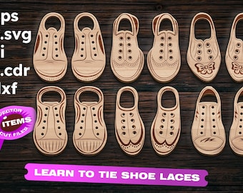 6 Lacing shoe toy SVG Learn to tie Shoe Laces Laser cut files Glowforge Laser cut files toy svg Unique design Motorik board dxf