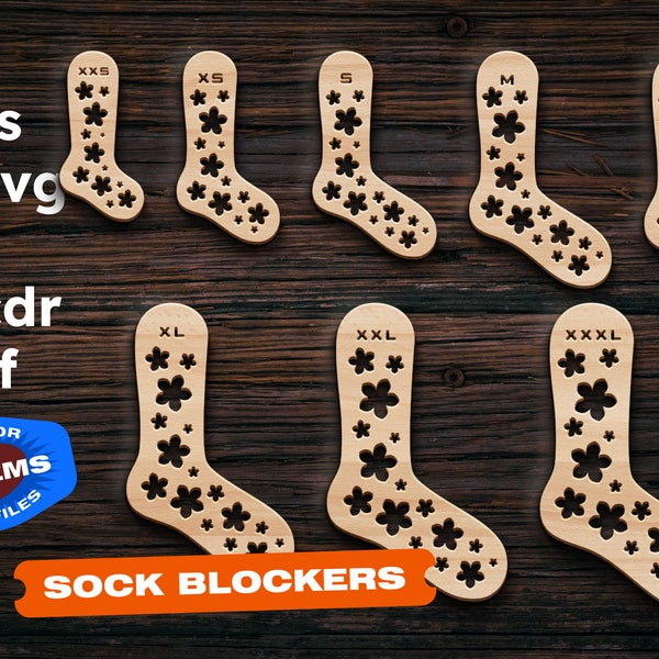 Sock blocker svg Laser cut files Dxf files for Cnc files for wood Vector cut files Sockenblocker forms for child and adult