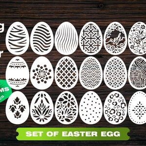 Huevos de Pascua svg Huevos svg Plantilla de corte láser Huevos de Pascua vectoriales Cnc enrutador Corte láser para planes de carpintería Glowforge
