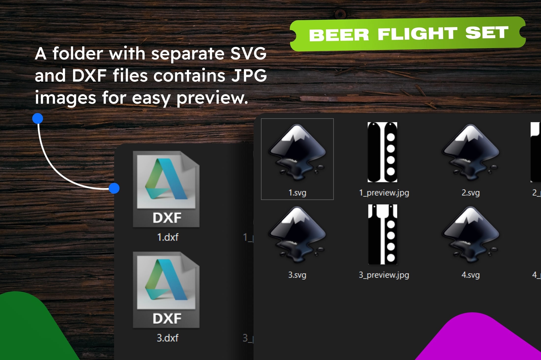 Beer Flight Svg Dxf Laser Cut Files Boards Set Svg Dxf Laser Etsy