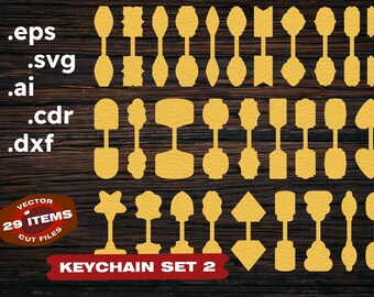 Leather Keychain Template SVG, Laser Cut Files (Digital Download)