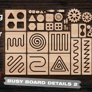 Busy Board Details SVG Busy Board Elemente Set 2 Laser geschnitten Dateien Glowforge Laser geschnitten Dateien Spielzeug svg Cnc-Dateien für Holz Motorik Board dxf