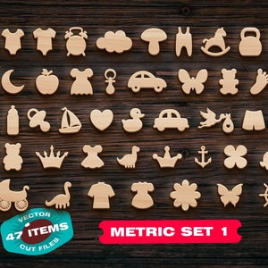 Statistiche di nascita SVG Toddler dxf Set metrico per bambini File di taglio laser Router Cnc Lazer cut per piani di lavorazione del legno Glowforge