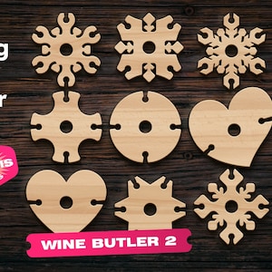 Wine butler svg set 2 dxf Laser gesneden bestanden Cnc router Lazer gesneden voor Glowforge Laser gesneden bestanden Houtbewerking plannen speelgoed svg Cnc bestanden voor hout
