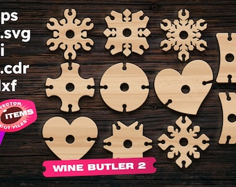 Wine Butler SVG Set, Laser Cut Files (Digital Download)