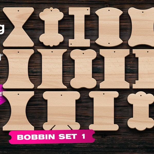 Floss bobbin Svg Set 1 of laser cutting dxf file Yarn storage svg Laser cut files svg dxf Dxf files for Cnc files for wood Vector cut files