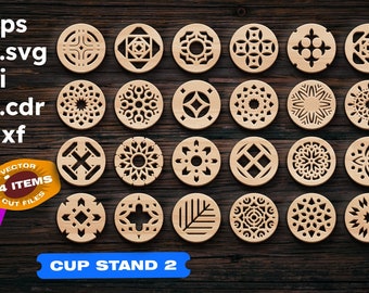 Coaster Holder SVG Laser Cut Files, Drink Coaster Designs (Digital Download)