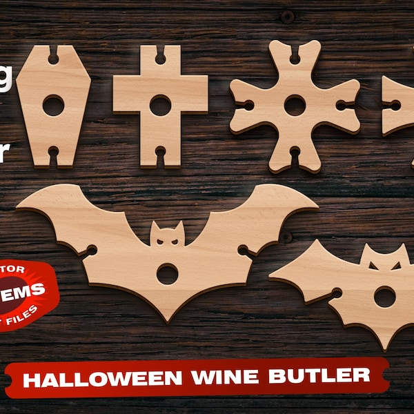 Halloween Wine galss holder svg set dxf Laser cut files Cnc router Lazer cut for Glowforge Woodworking plans toy svg Cnc files for wood