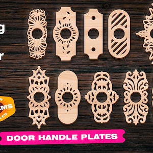Deurklinkplaten Lasergesneden bestanden Svg voor Gloweforge Lazer gesneden voor Glowforge Hanger dxf Houtbewerkingsplannen Cnc-bestanden voor hout