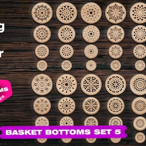 Ovaler Korbboden SVG Runde Holzkorbböden CNC Laser geschnittene Dateien Dxf-Dateien Korb Runde Bodenkörbe mit Mustern