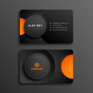 de Carte de visite de luxe moderne | Design noir et orange modifiable | Téléchargement instantané JPEG | Image de marque élégante pour les entrepreneurs