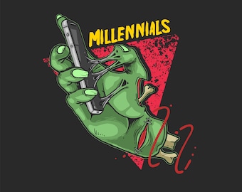 Zombie millennials hand digital download print, horror, graphic, vector, Jpeg, Png, ESP tattoo design art, zombie hand logo design, T-shirt