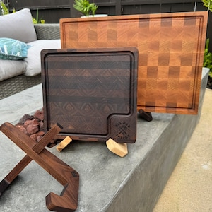 Modern Cutting Board Display and Drying Stand | Black Walnut or Maple