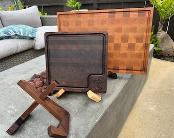 Modern Cutting Board Display and Drying Stand | Black Walnut or Maple